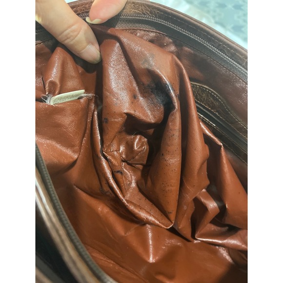 Vtg Pierre Cardin Brown Textured Leather Shoulder Bag Gold Logo Hardware 1970's - Picture 10 of 14